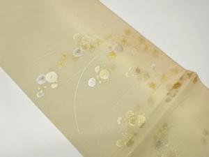 紗 金彩花葉模様刺繍暈し袋帯